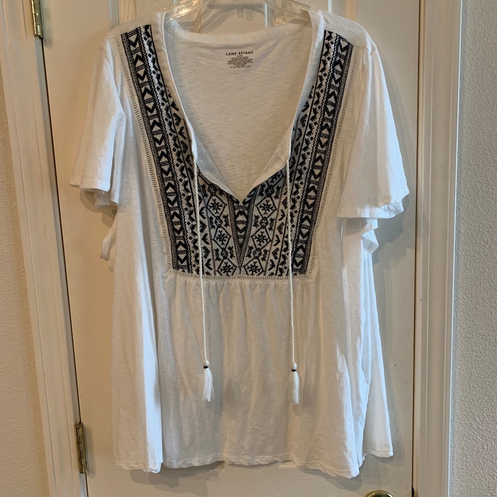 White and Navy babydoll top